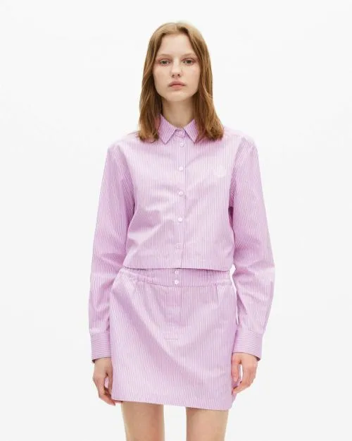 Women Shirts and Tops The Kooples Pink Striped Poplin Shirt Pink Black