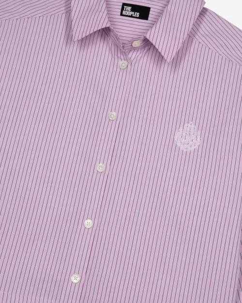 Women Shirts and Tops The Kooples Pink Striped Poplin Shirt Pink Black