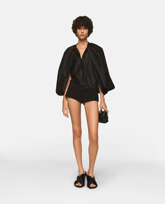 Women Shirts And Tops Stella McCartney CapeSleeve Silk Shirt Midnight Black
