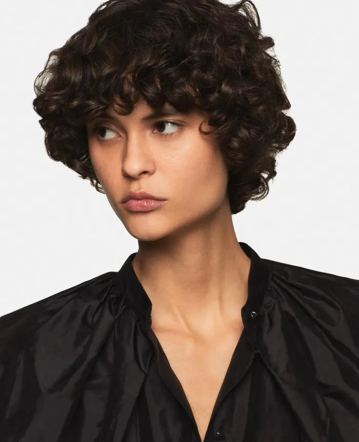 Women Shirts And Tops Stella McCartney CapeSleeve Silk Shirt Midnight Black
