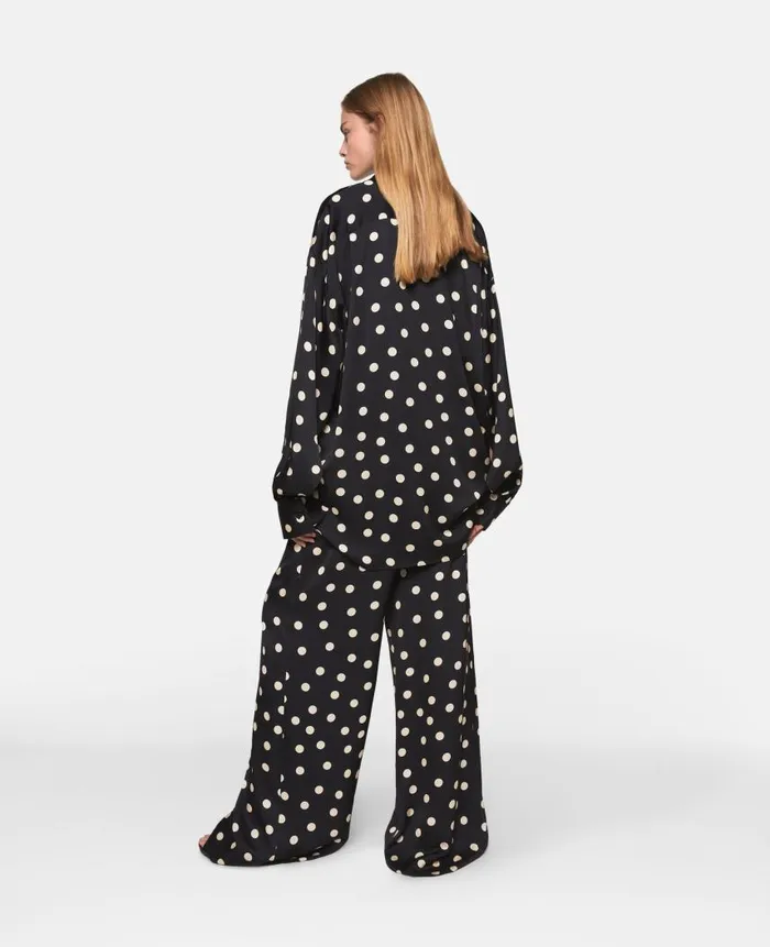 Women Shirts And Tops Stella McCartney Oversized Polka Dot Tuxedo Shirt Black With Cream
