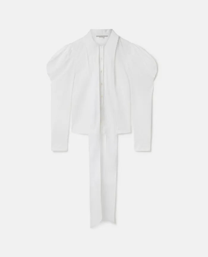 Women Shirts And Tops Stella McCartney Sculptural Puff Sleeve Pussybow Shirt Pure White Women Shirts And Tops Stella McCartney Sculptural Puff Sleeve Pussybow Shirt Pure White