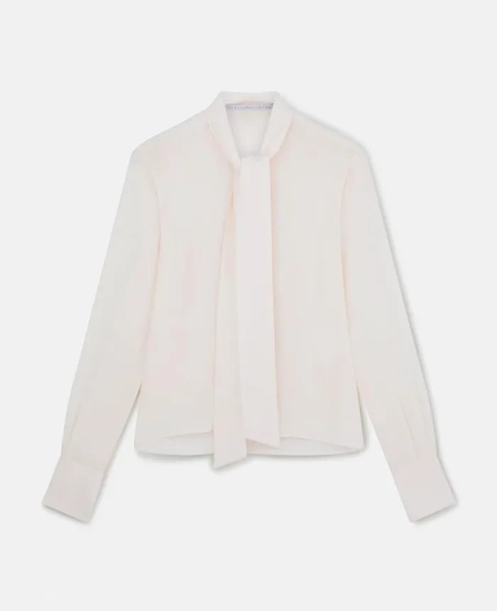 Women Shirts And Tops Stella McCartney Silk Crpe De Chine Pussybow Shirt Cream Women Shirts And Tops Stella McCartney Silk Crpe De Chine Pussybow Shirt Cream