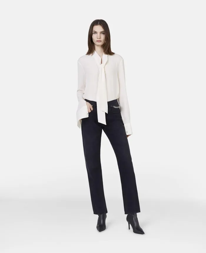 Women Shirts And Tops Stella McCartney Silk Crpe De Chine Pussybow Shirt Cream