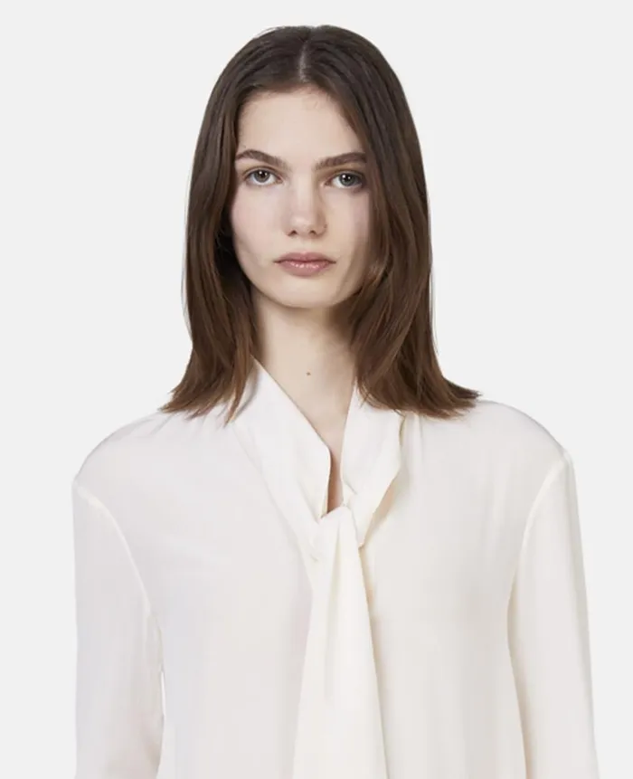 Women Shirts And Tops Stella McCartney Silk Crpe De Chine Pussybow Shirt Cream