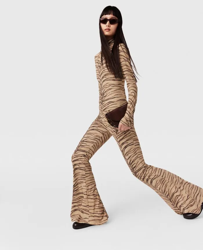 Women Shirts And Tops Stella McCartney Tiger Print HighNeck Top Natural Tiger Print