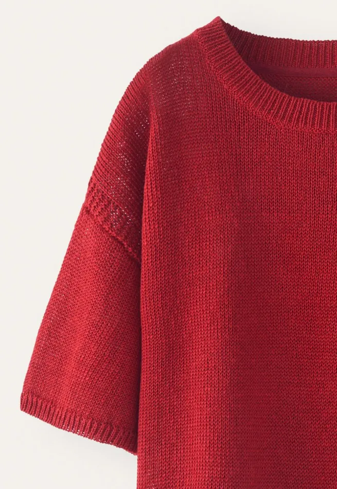 Women Shortsleeve Sweater Flame Red Poetry Fashion Sweaters