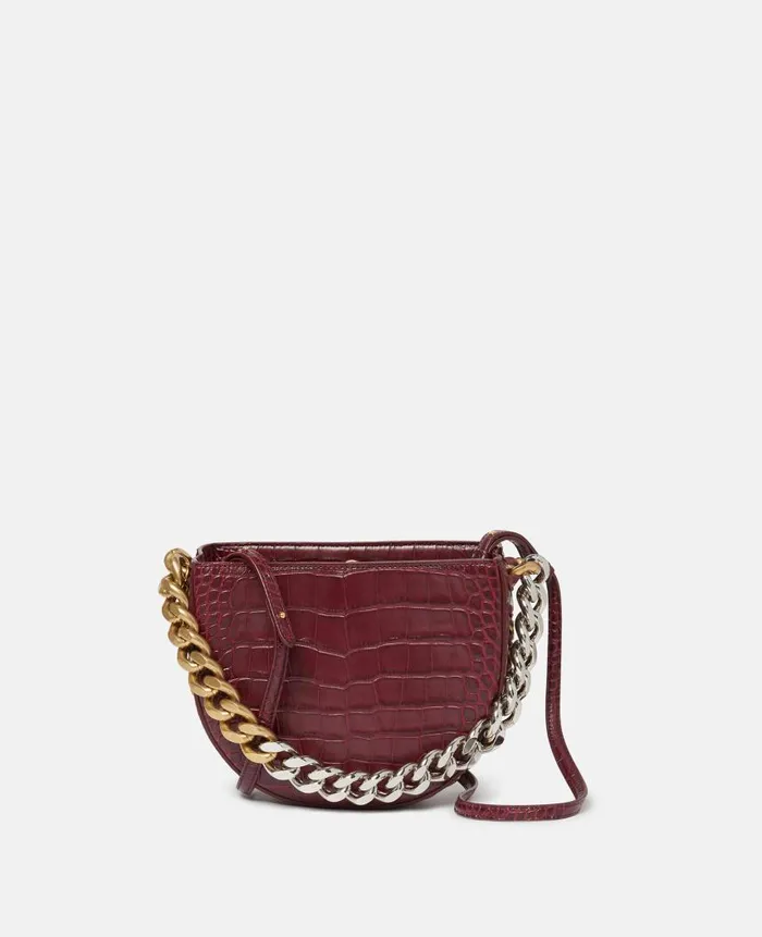 Women Shoulder Bags Stella McCartney Frayme CrocEffect Embossed Small Shoulder Bag Burgundy Women Shoulder Bags Stella McCartney Frayme CrocEffect Embossed Small Shoulder Bag Burgundy