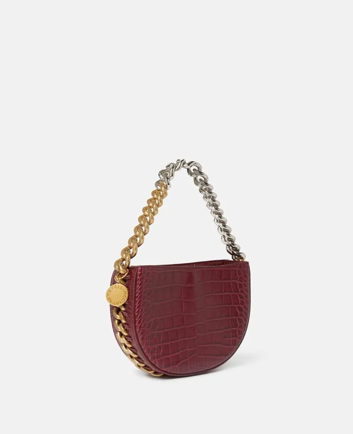 Women Shoulder Bags Stella McCartney Frayme CrocEffect Embossed Small Shoulder Bag Burgundy Women Shoulder Bags Stella McCartney Frayme CrocEffect Embossed Small Shoulder Bag Burgundy