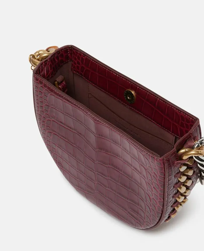 Women Shoulder Bags Stella McCartney Frayme CrocEffect Embossed Small Shoulder Bag Burgundy Women Shoulder Bags Stella McCartney Frayme CrocEffect Embossed Small Shoulder Bag Burgundy