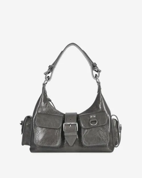 Women Shoulder Bags The Kooples Amelia Gray Leather Bag Grey