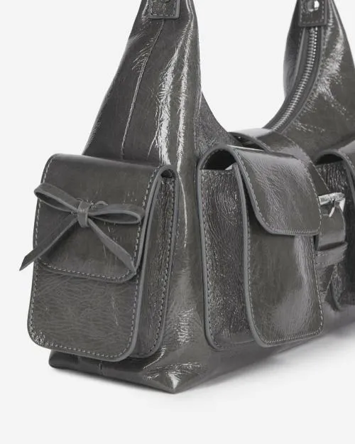 Women Shoulder Bags The Kooples Amelia Gray Leather Bag Grey