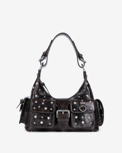 Women Shoulder Bags The Kooples Amelia Light Brown Studded Bag Brown