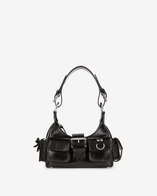 Women Shoulder Bags The Kooples Amelia Small Bag In Black Cracked Leather Black