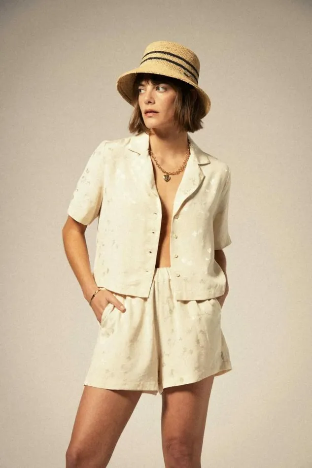 Women Silky Jacquard Short Whitecap Floral Jacquard Brixton Shorts