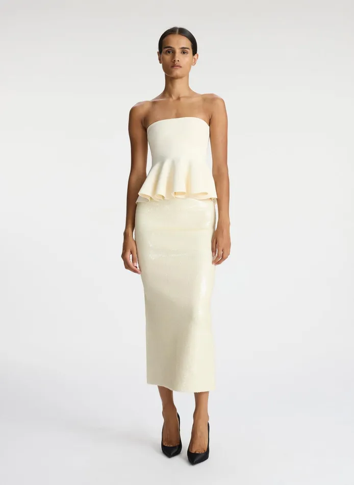 Women Skirts ALC Joan Sequin Knit Skirt Cream
