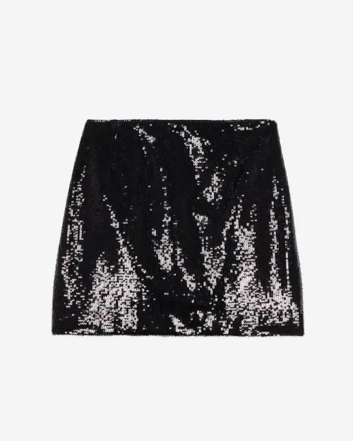 Women Skirts and Shorts The Kooples Short Black Sequin Skirt Black Stone