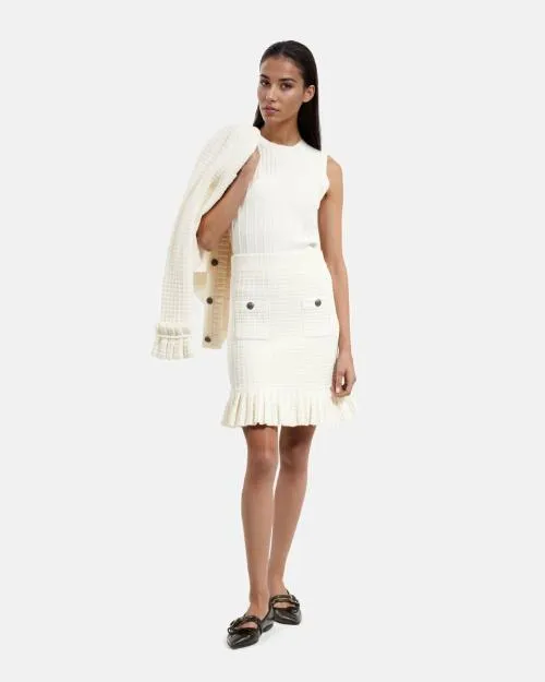 Women Skirts and Shorts The Kooples Short Ecru Knit Skirt Ecru