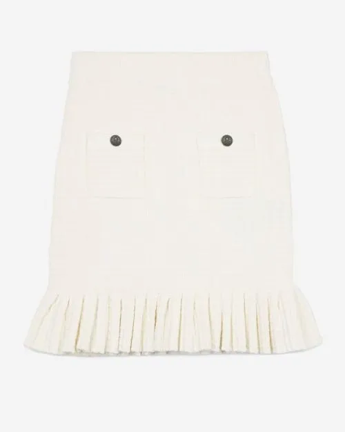 Women Skirts and Shorts The Kooples Short Ecru Knit Skirt Ecru