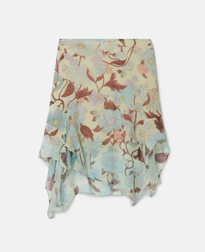 Women Skirts Stella McCartney Lady Garden Print Silk Chiffon Skirt Mint Multicolour Women Skirts Stella McCartney Lady Garden Print Silk Chiffon Skirt Mint Multicolour