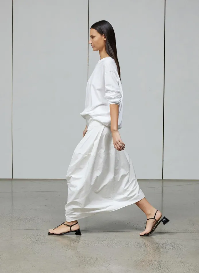 Women Skirts Tibi Nylon Asymmetrical Balloon Skirt White