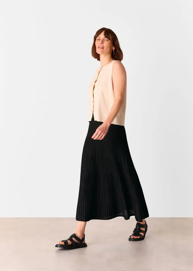 Women Skirts Whistles Black Knitted Pleated Skirt