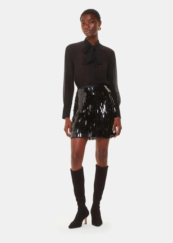 Women Skirts Whistles Black Sword Sequin Mini Skirt