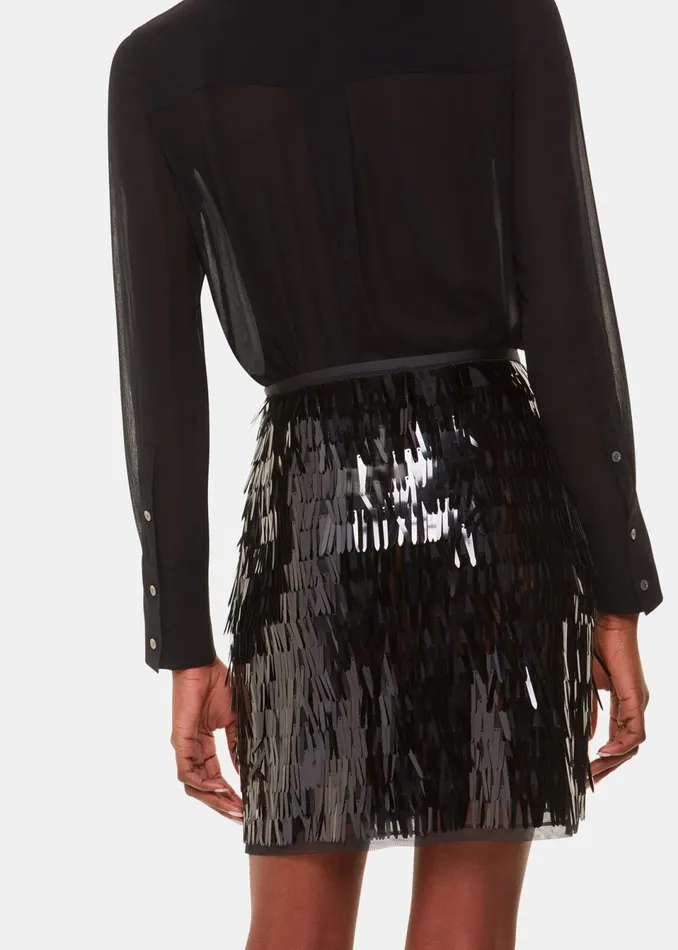 Women Skirts Whistles Black Sword Sequin Mini Skirt