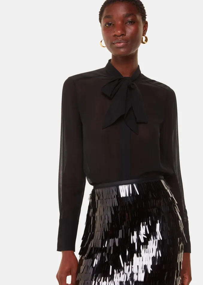 Women Skirts Whistles Black Sword Sequin Mini Skirt