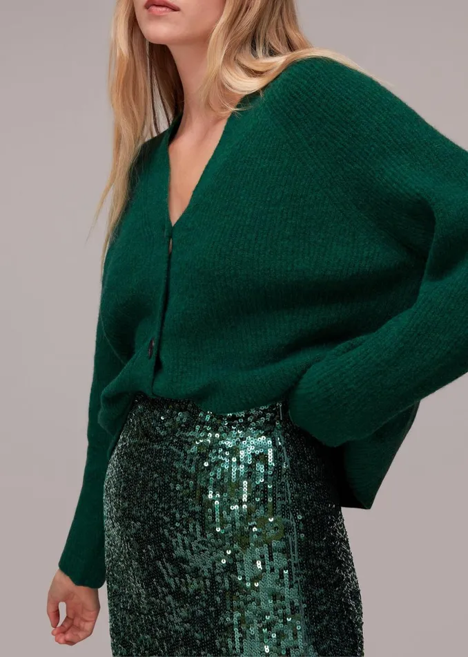 Women Skirts Whistles Dark Green Sequin Column Skirt