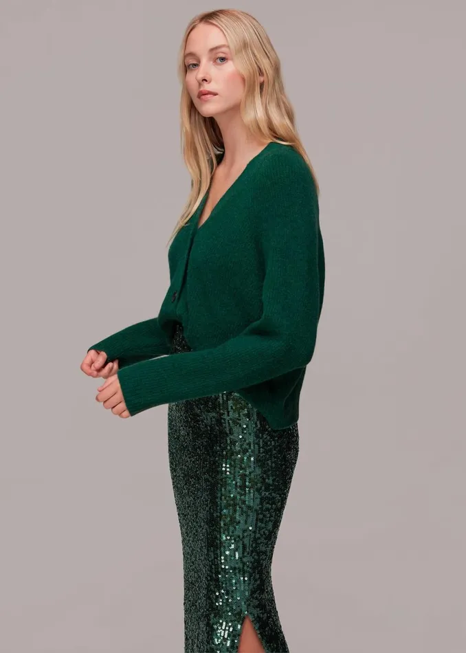 Women Skirts Whistles Dark Green Sequin Column Skirt
