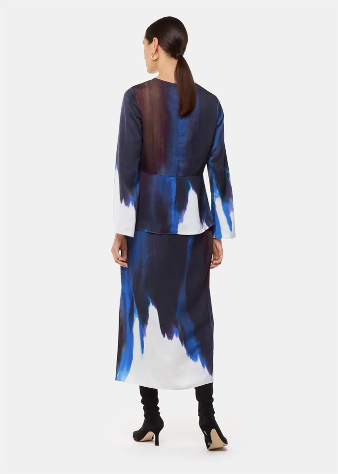 Women Skirts Whistles Multicolour Ice Dye Print Midi Skirt