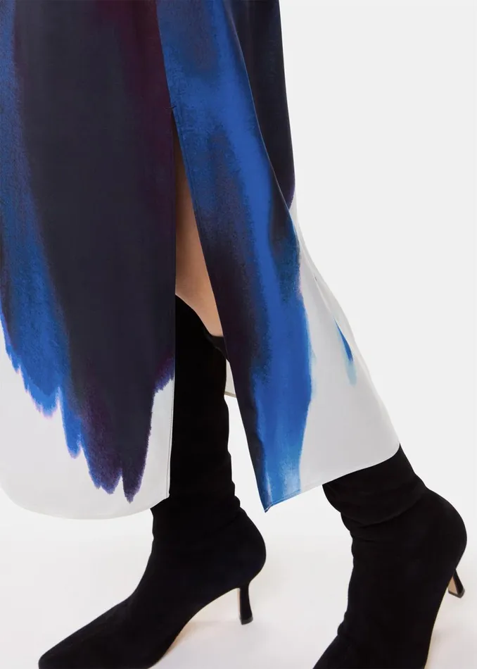 Women Skirts Whistles Multicolour Ice Dye Print Midi Skirt