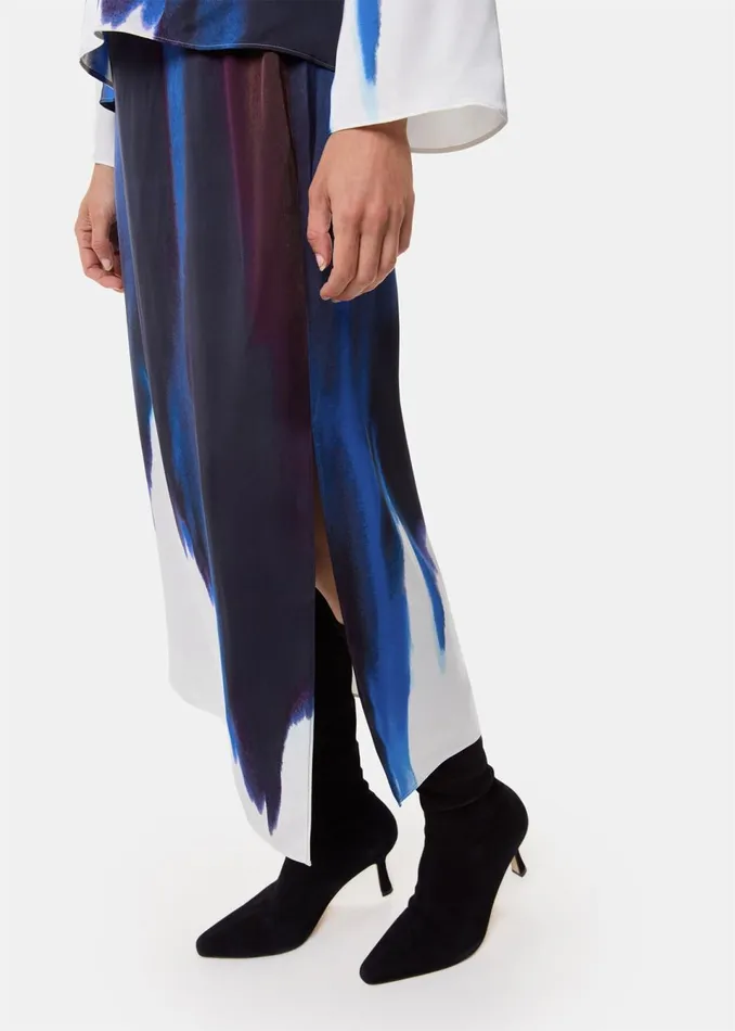 Women Skirts Whistles Multicolour Ice Dye Print Midi Skirt