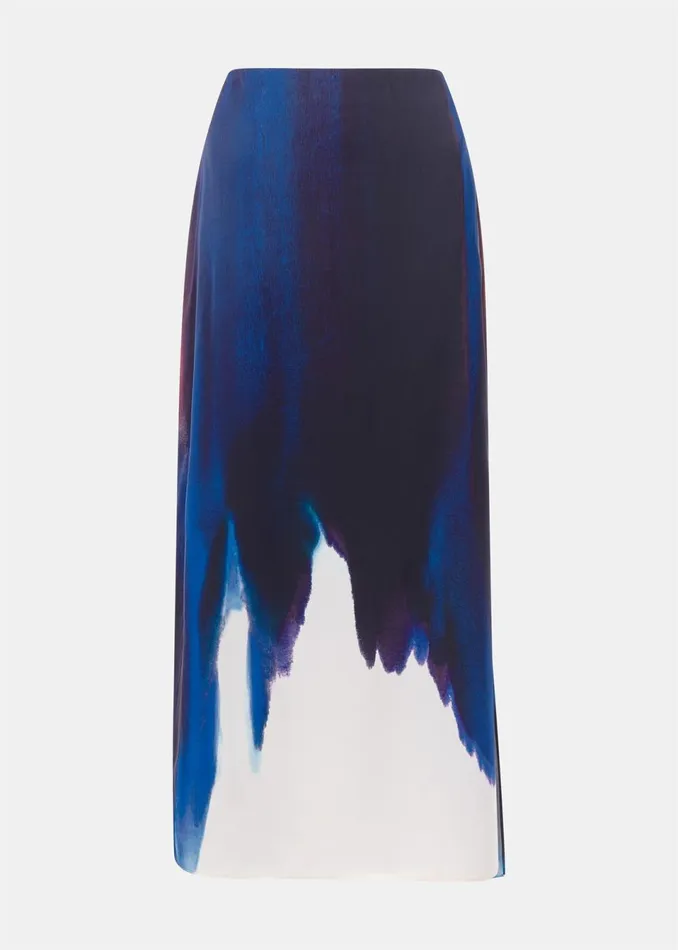 Women Skirts Whistles Multicolour Ice Dye Print Midi Skirt