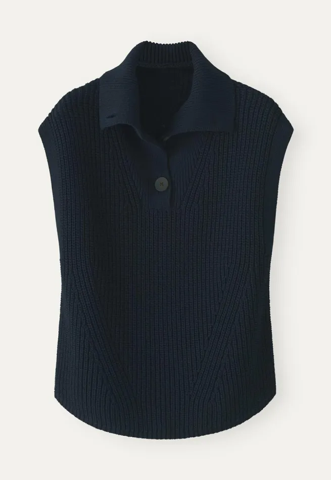 Women Sleeveless Sweater Blue Black Poetry Fashion Sweaters