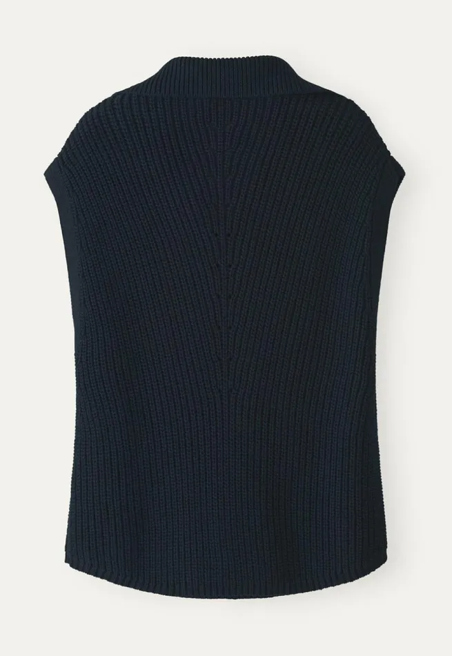 Women Sleeveless Sweater Blue Black Poetry Fashion Sweaters