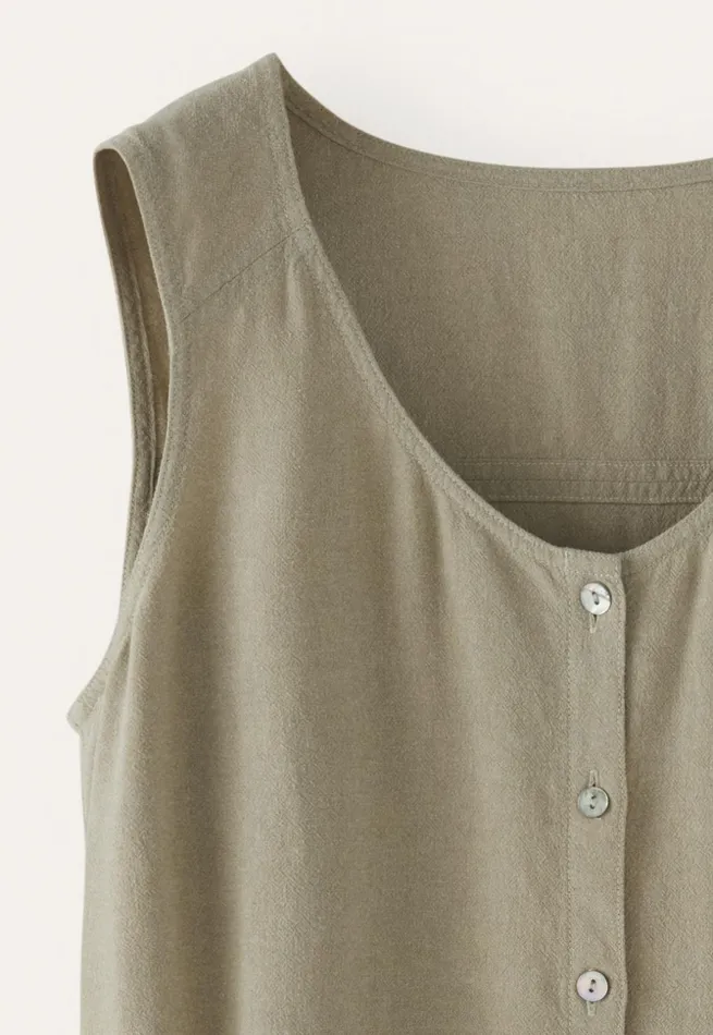 Women Sleeveless Top Dried Sage Poetry Fashion Shirts and Tunics