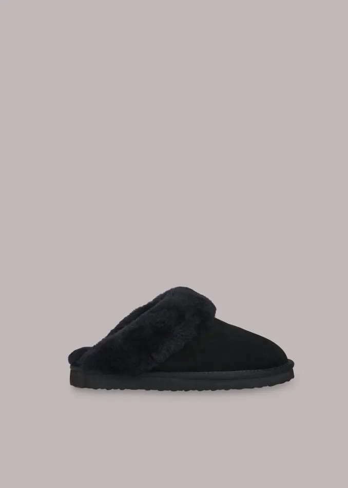 Women Slippers Whistles Black Emilia Cuff Slipper