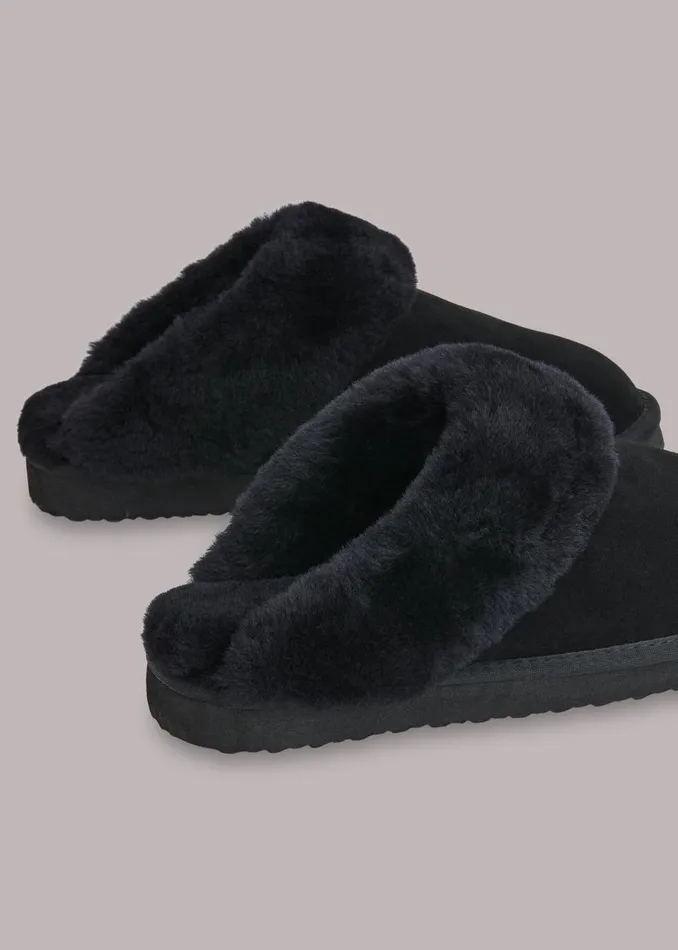 Women Slippers Whistles Black Emilia Cuff Slipper
