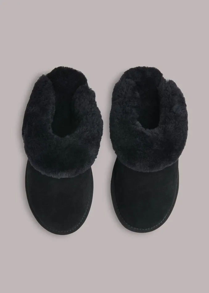 Women Slippers Whistles Black Emilia Cuff Slipper