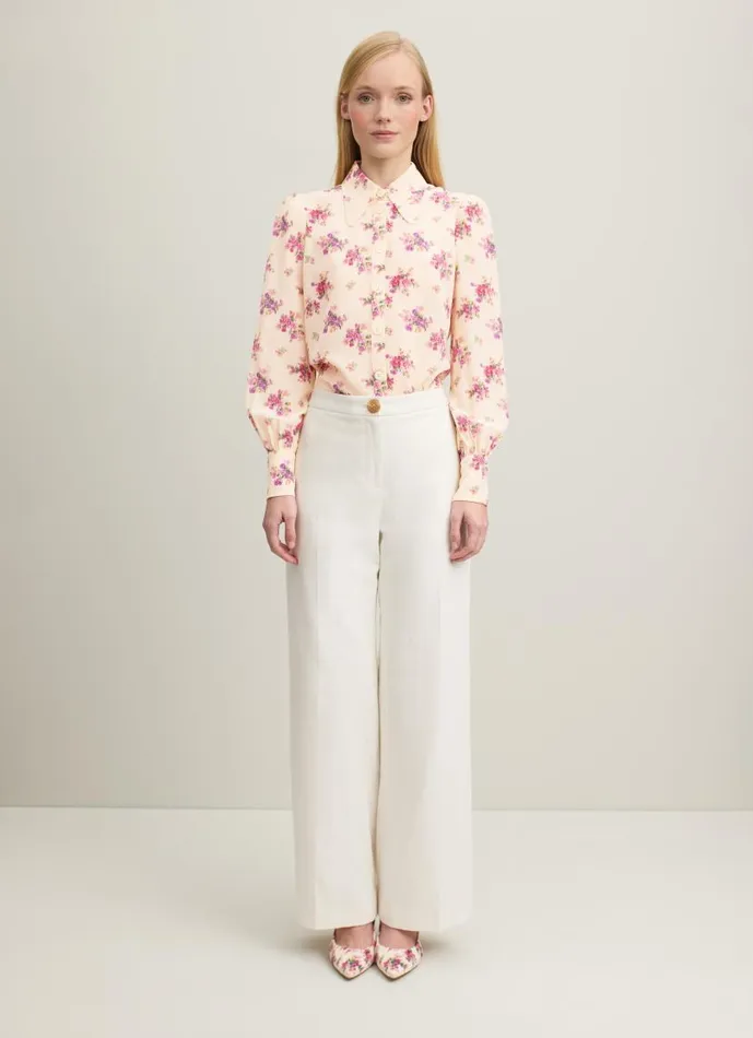 Women Sonya Bouquet Print Silk Blouse Cream LKBennett Tops Women Sonya Bouquet Print Silk Blouse Cream LKBennett Tops