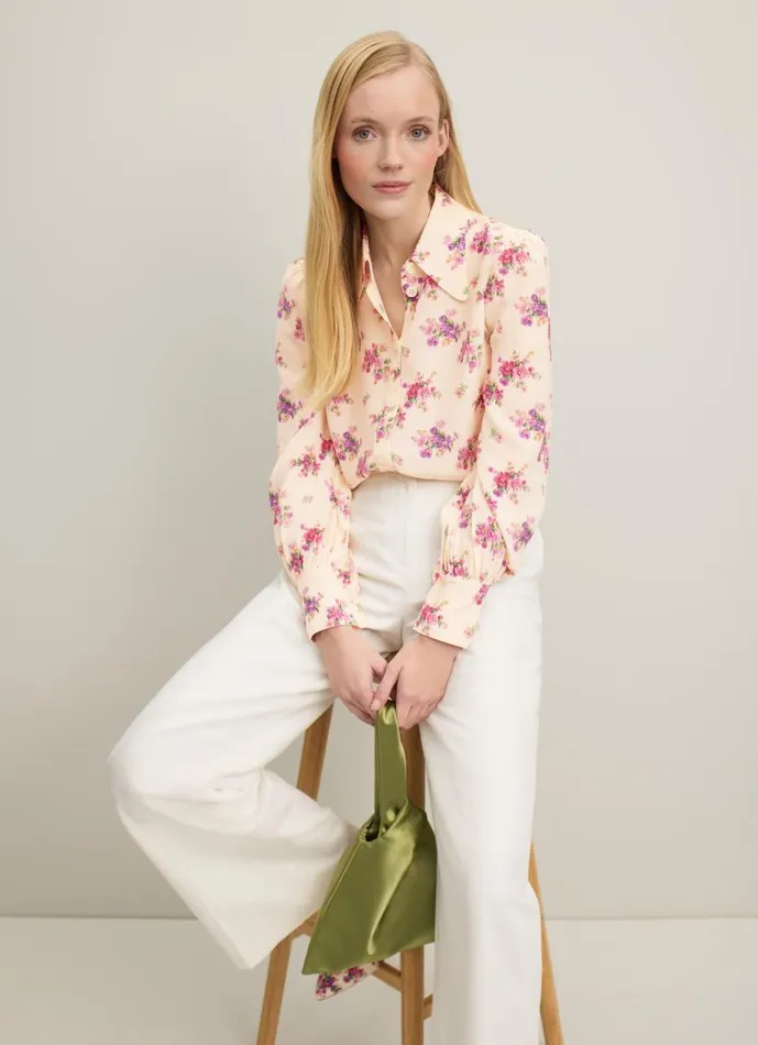 Women Sonya Bouquet Print Silk Blouse Cream LKBennett Tops Women Sonya Bouquet Print Silk Blouse Cream LKBennett Tops