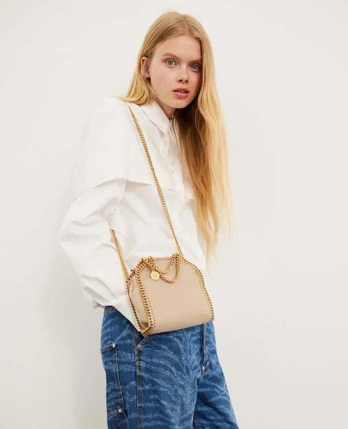 Women Stella Icons Stella McCartney Falabella Tiny Tote Bag Clotted Cream