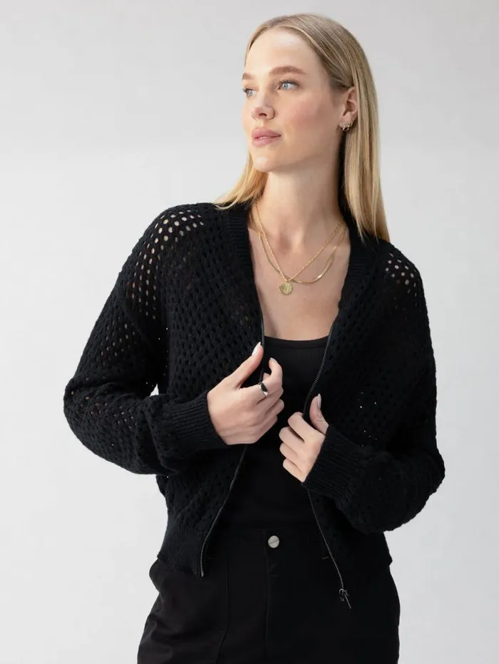 Women Stepping Out Bomber Sweater Jacket Black Sanctuary Clothing Sweaters and Cardis Women Stepping Out Bomber Sweater Jacket Black Sanctuary Clothing Sweaters and Cardis