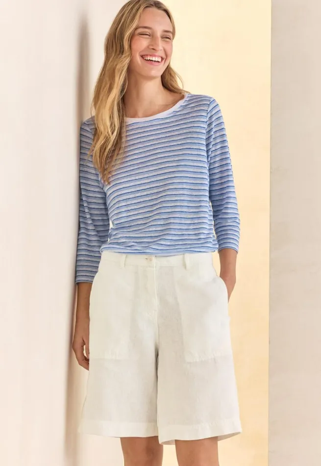 Women Striped Jersey Top Pale Cornflower Poetry Fashion TShirt and Tops