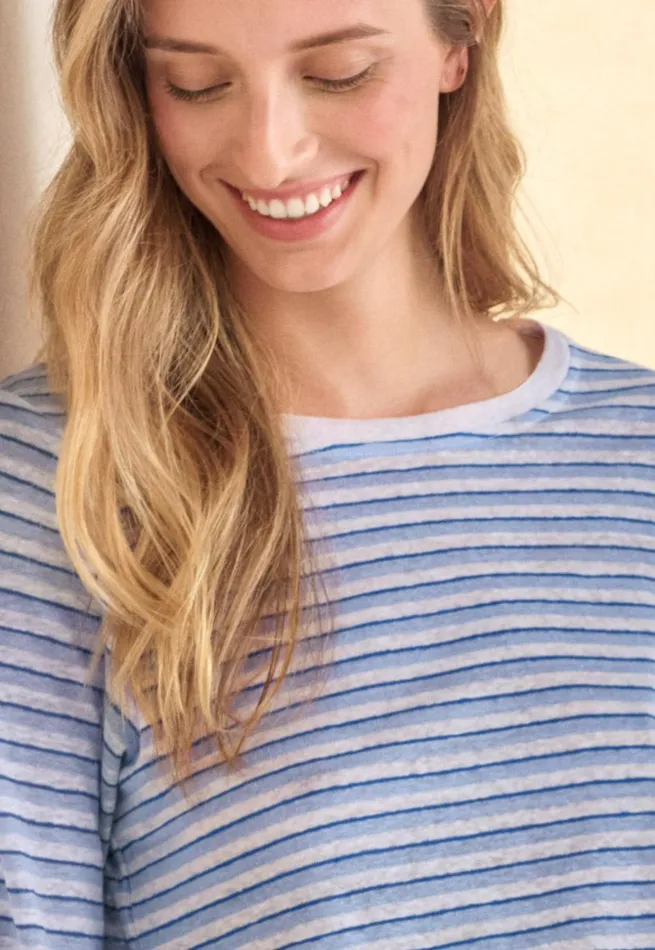 Women Striped Jersey Top Pale Cornflower Poetry Fashion TShirt and Tops