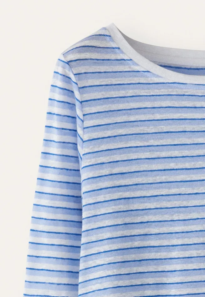 Women Striped Jersey Top Pale Cornflower Poetry Fashion TShirt and Tops
