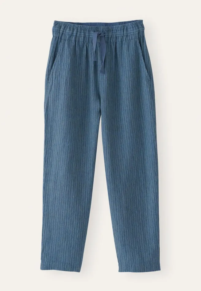 Women Striped Pullon Trousers Petrol Blue Poetry Fashion Trousers and Shorts