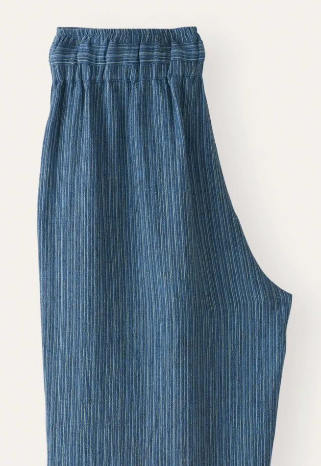 Women Striped Pullon Trousers Petrol Blue Poetry Fashion Trousers and Shorts